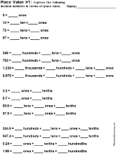 Decimals: Place Value Worksheet Printout #1 - EnchantedLearning.com