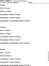 Whole Number Place Value Worksheet Printout d - EnchantedLearning.com