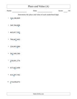 Place Value Worksheets