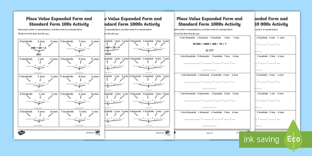 Expanded Form Addition Worksheets  