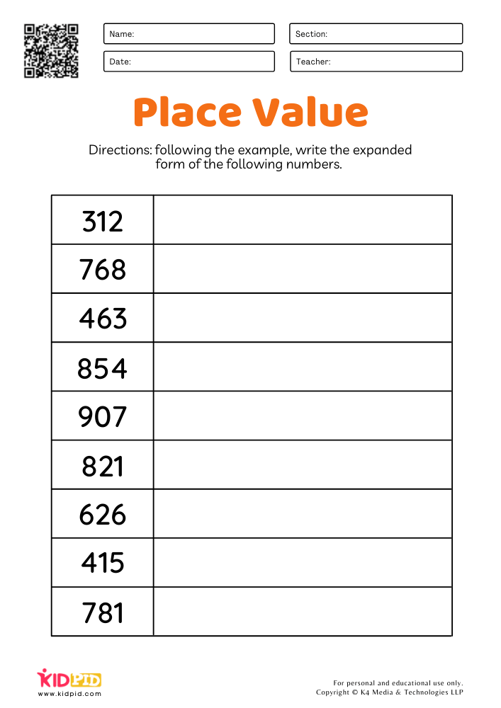 Math Expanded Form Worksheets for Grade 2 - Kidpid