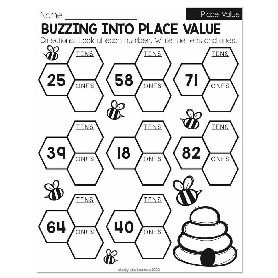 place value worksheet first grade free