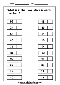 place value worksheet first grade