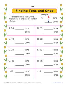 place value worksheet for 1st