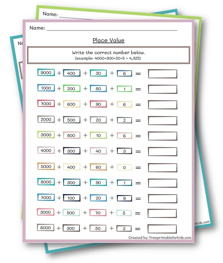 Place Value worksheets for Fourth Grade math. Learn and practice ...