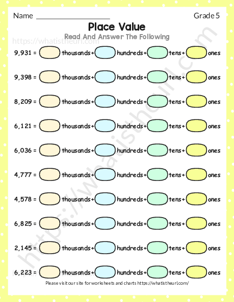 Place value worksheet for Grade 5 - exercise 2 - Your Home Teacher