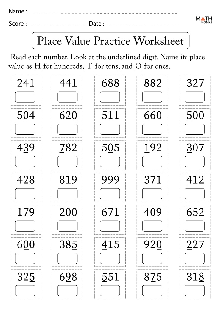 place value worksheet free 2nd