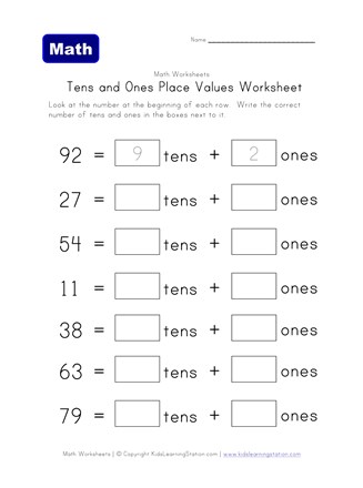 Tens and Ones Place Value Worksheet - Two of Two | All Kids Network