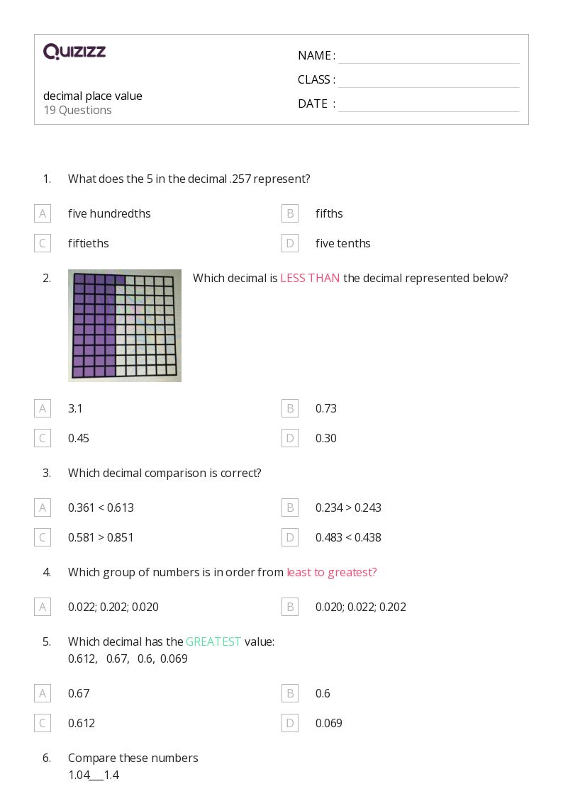 50+ Decimal Place Value worksheets for 8th Grade on Quizizz | Free ...