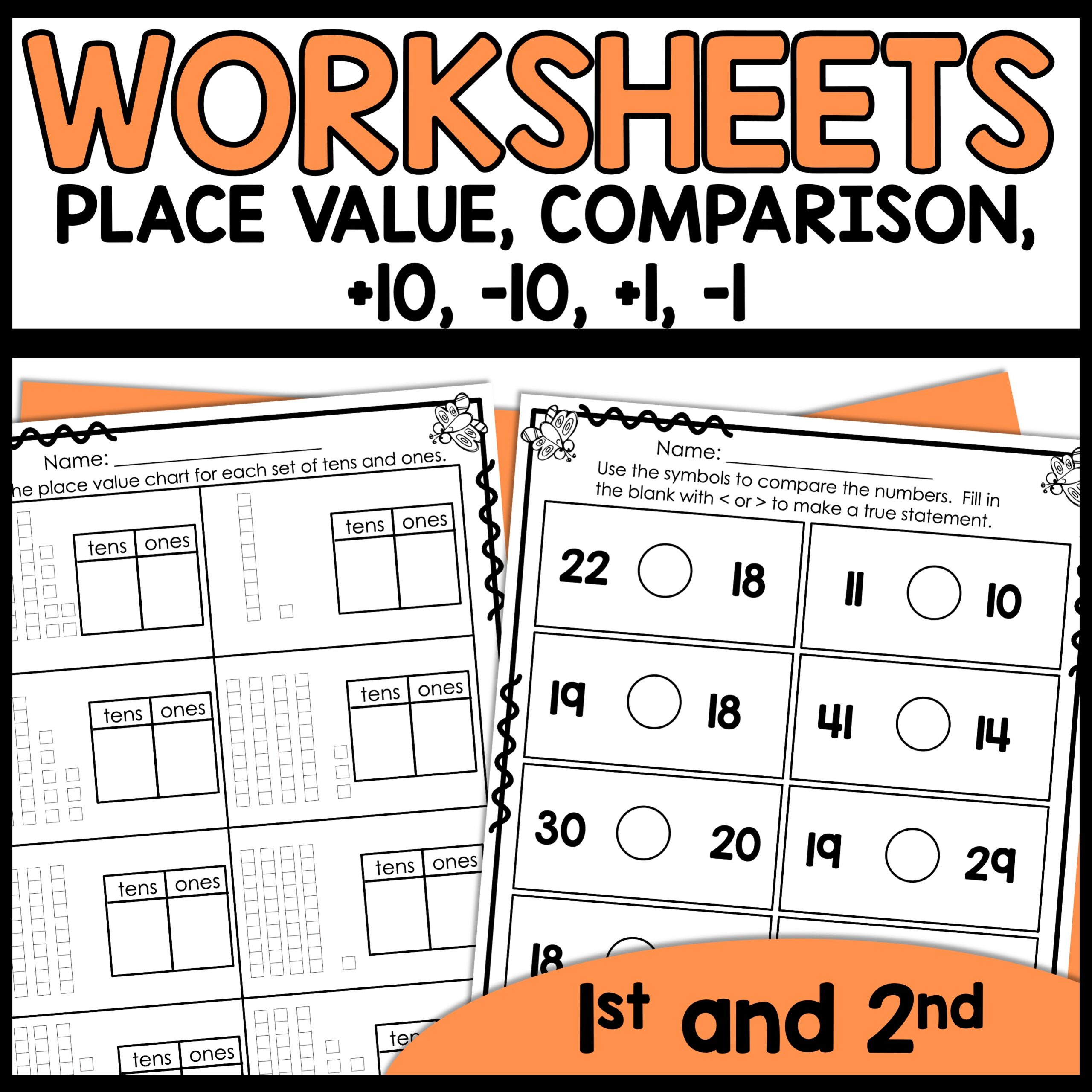 Place Value and Comparison Worksheets - We Are Better Together ...