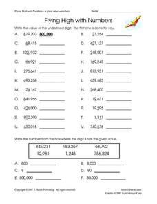 Flying High with Numbers: A Place Value Worksheet Worksheet for ...