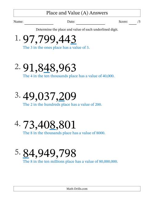 place value worksheet hundred millions