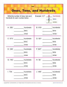 place value worksheet hundreds tens and units