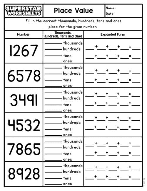 Place Value Worksheets -Worksheets Library