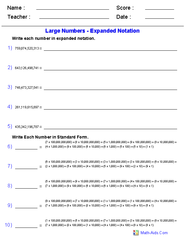 Place Value Worksheets | Place Value Worksheets for Practice
