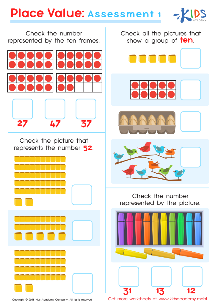 Place Value: Assessment 1 Worksheet: Assessment 2, Printable PDF ...