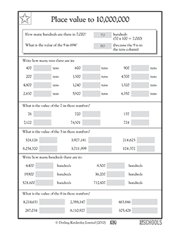 Place value to 10,000,000 | 4th grade Math Worksheet | GreatSchools