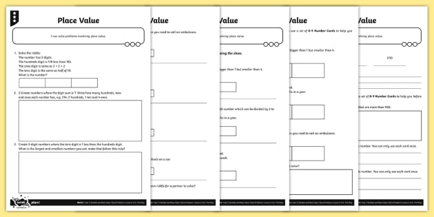 place value worksheet in word