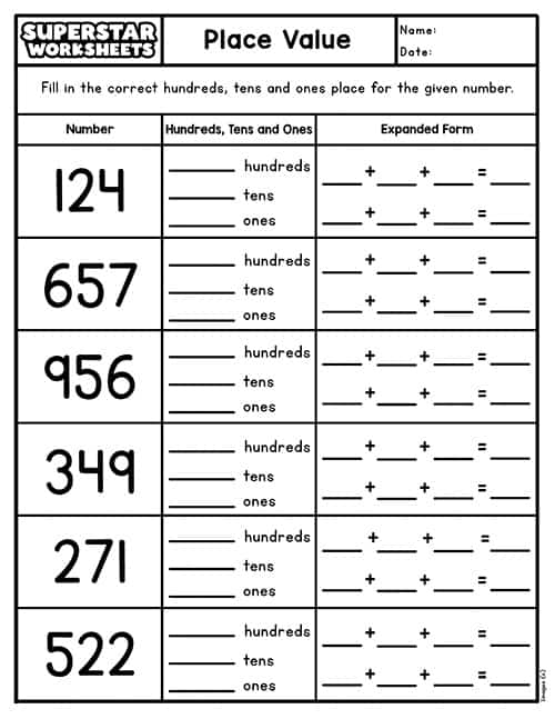 Place Value Worksheets -Worksheets Library