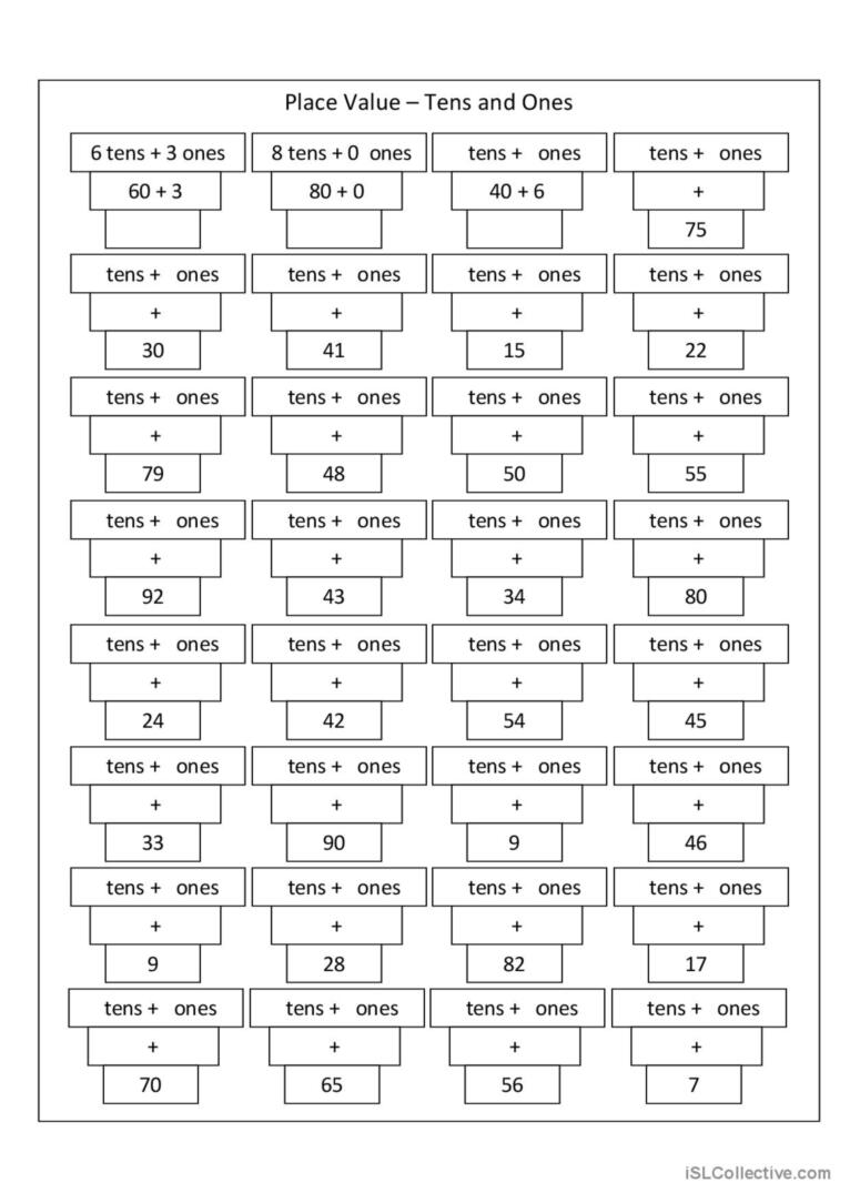 Place Value: English ESL worksheets pdf &  doc