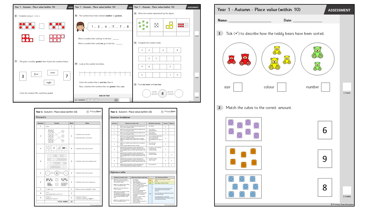 Assessment - Place value (within 10) - Primary Stars Education