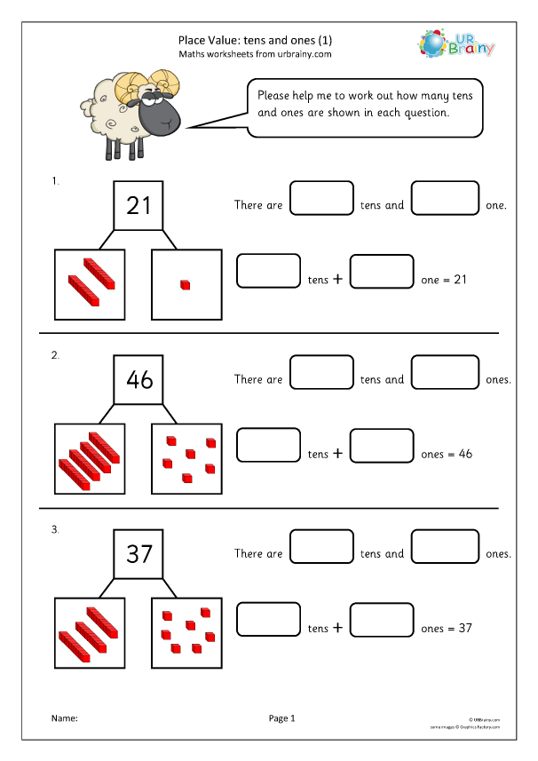 Place value: tens and ones (1) - Counting by URBrainy.com