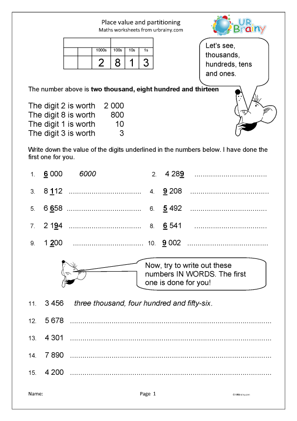 place value worksheet ks2 year 4