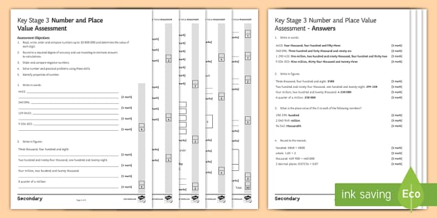place value worksheet ks3