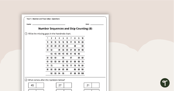 place value worksheet level 1