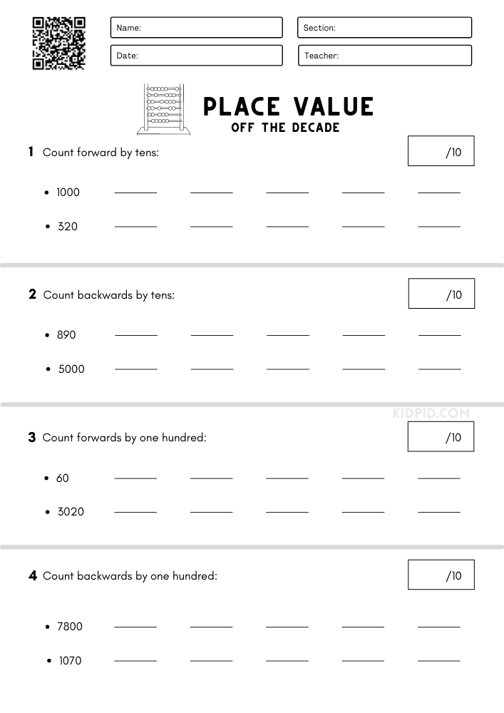 Place Value Worksheet for Grade 3 - Kidpid