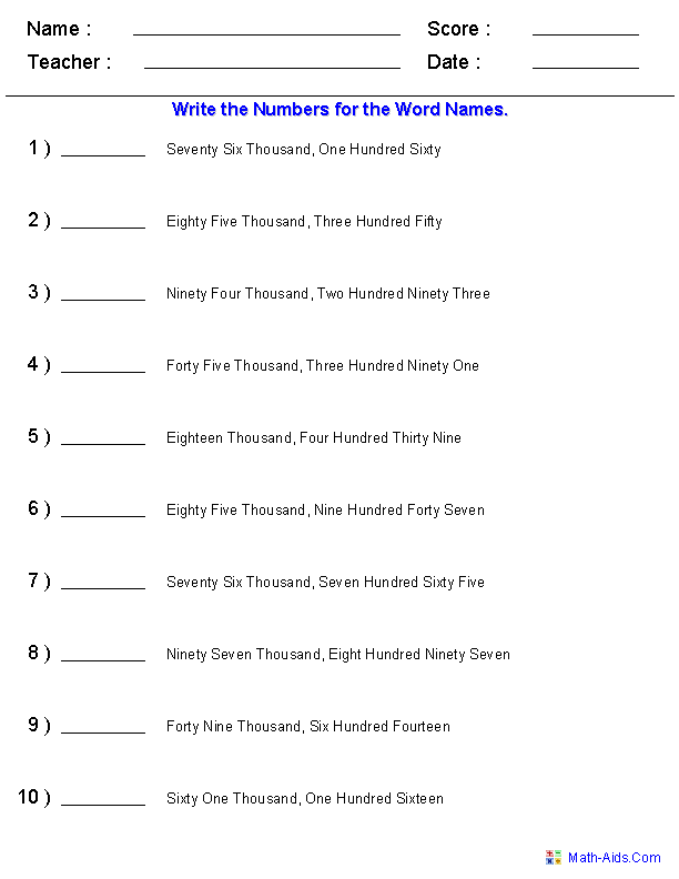 Place Value Worksheets | Place Value Worksheets for Practice