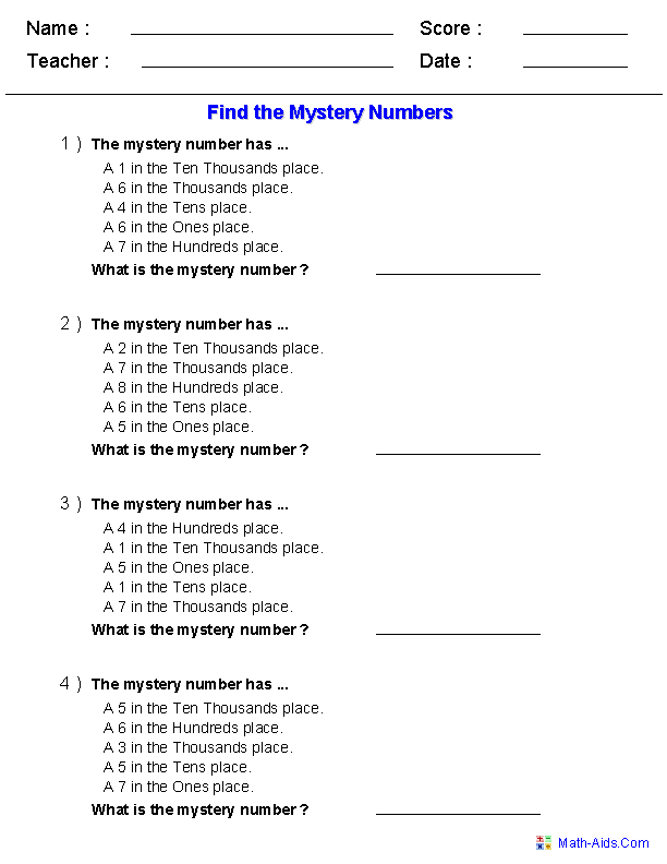 Place Value Worksheets | Place Value Worksheets for Practice