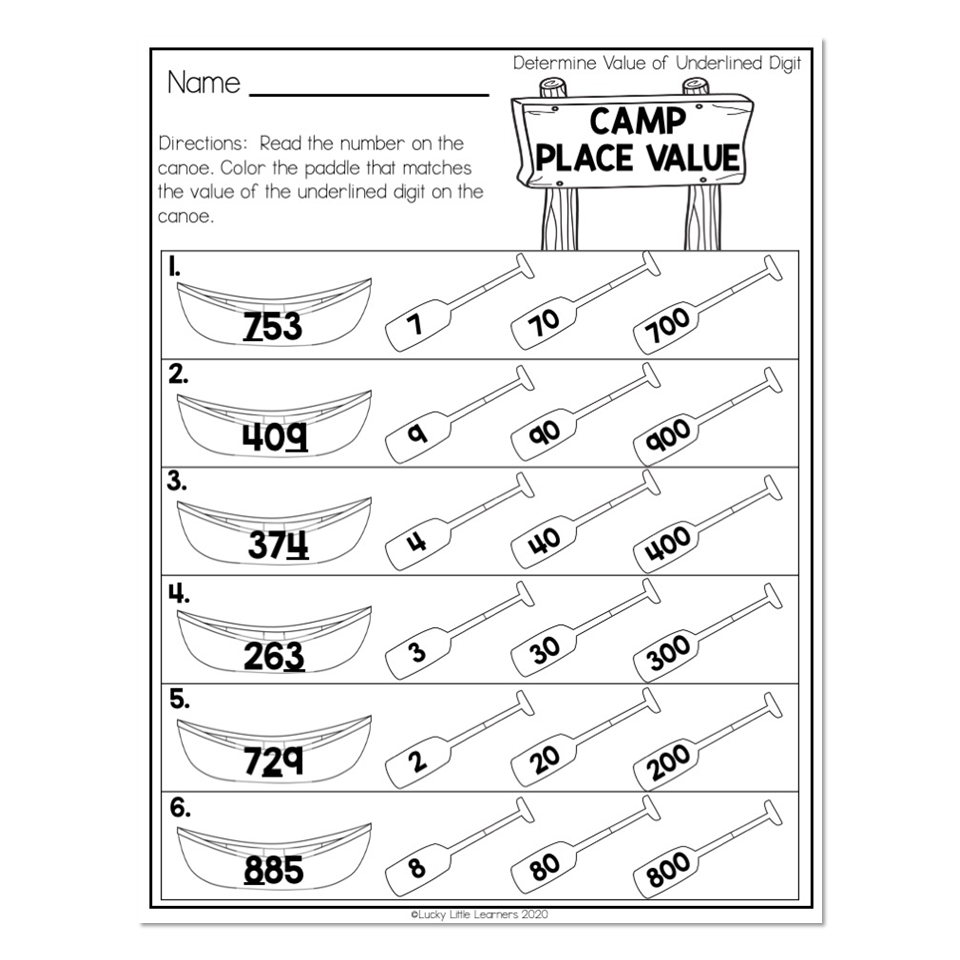 2nd Grade Math Worksheets - Place Value - Determine Value of ...