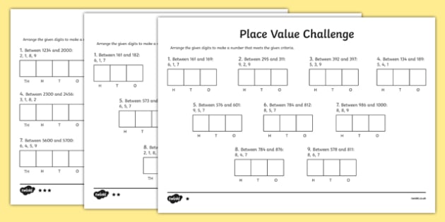 Place Value Challenge Worksheet / Worksheet (teacher made)