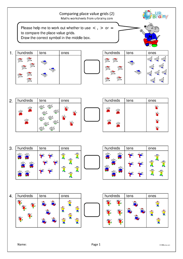 Comparing: place value grids (2) - Number and Place Value by ...