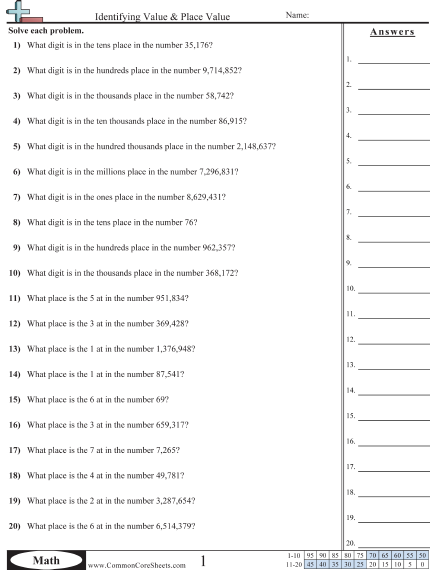 Value &  Place Value Worksheets | Free - Distance Learning ...