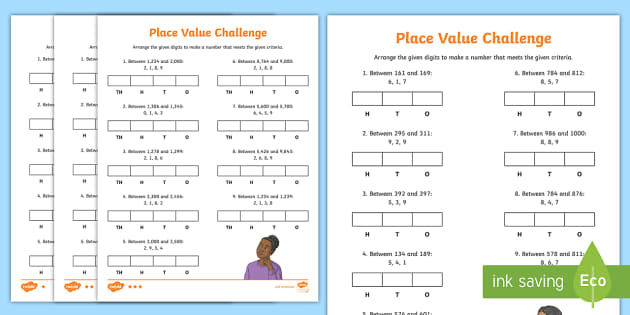 place value worksheet middle