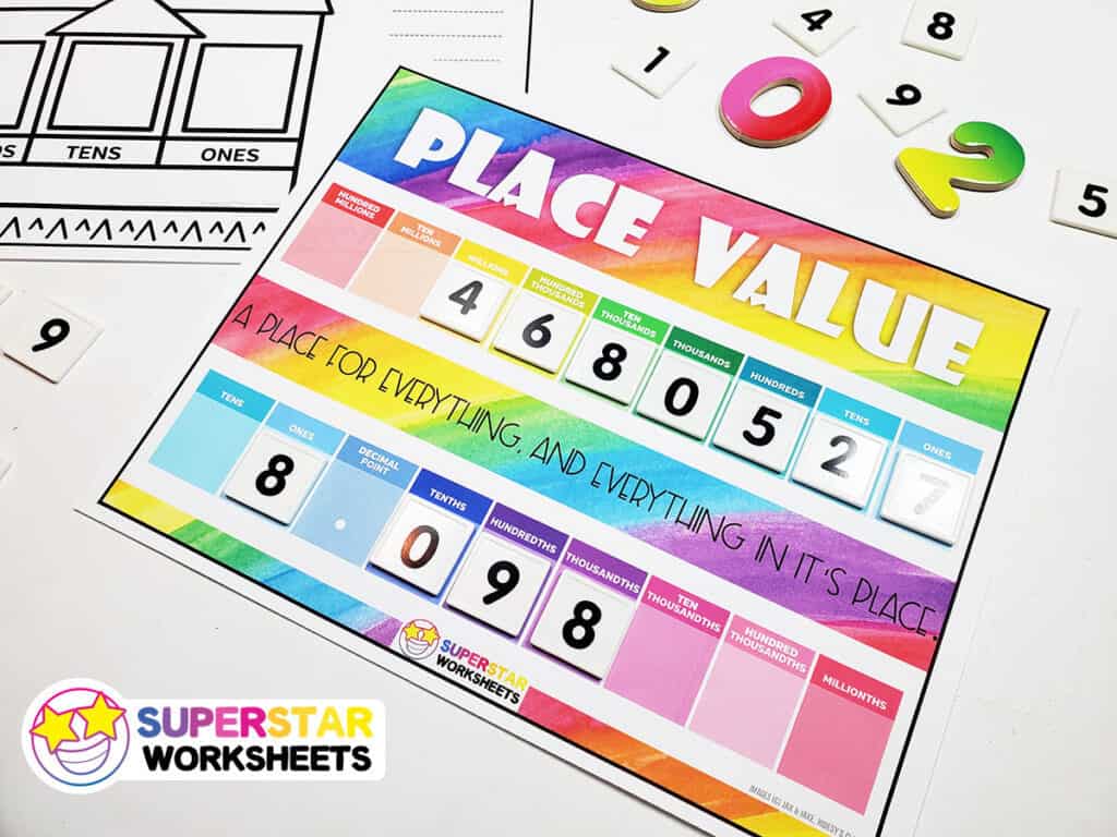 place value worksheet millionths