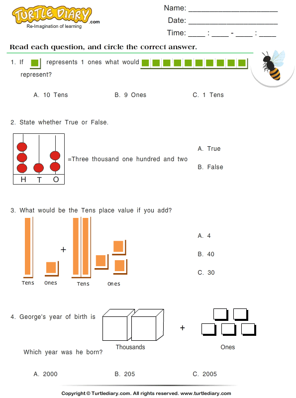 Find the Place Value | Turtle Diary Worksheet
