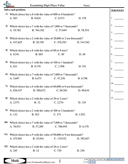 Examining Digit Place Value Worksheet | Free - CommonCoreSheets