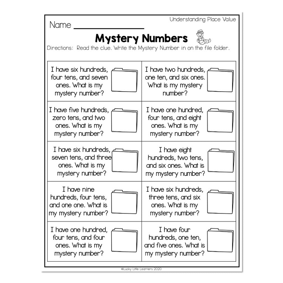 place value worksheet mystery number