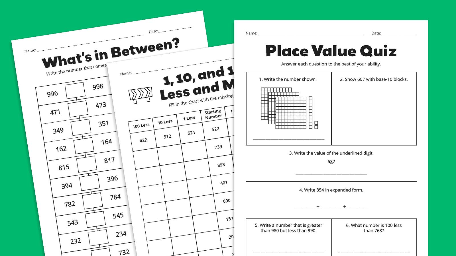 place value worksheet mystery