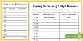 Place Value Writing 5-Digit Numbers in Words Worksheet / Worksheet ...