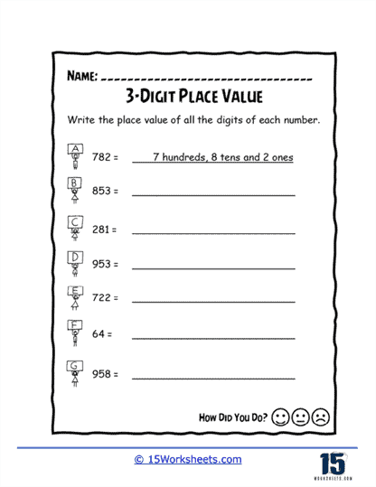place value worksheet numbers to