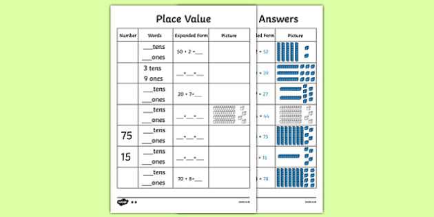 Place Value Year 2 Worksheets KS1 (teacher made) - Twinkl