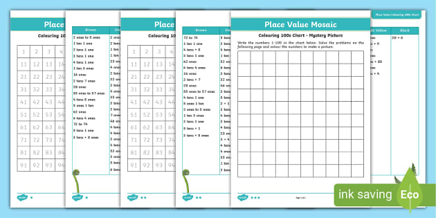 New Zealand Animal Place Value Mosaic Worksheet - Twinkl