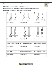 place value worksheet on abacus