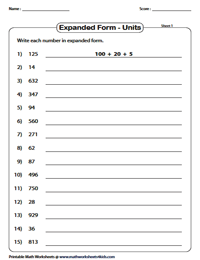 Standard and Expanded Form Worksheets