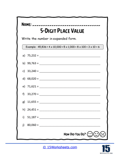 5-Digit Place Value Worksheets - 15 Worksheets Library
