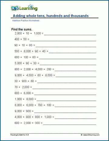 place value worksheet ones tens hundreds thousands